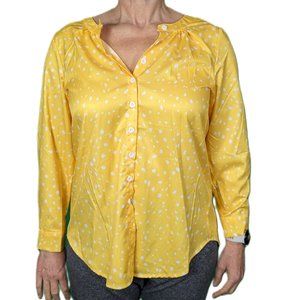 Misslook Women's Top Yellow with white polka dots medium
